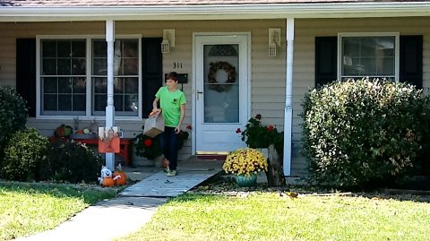 Collecting bags of food throughout Elkton, that's a lot of houses to cover!